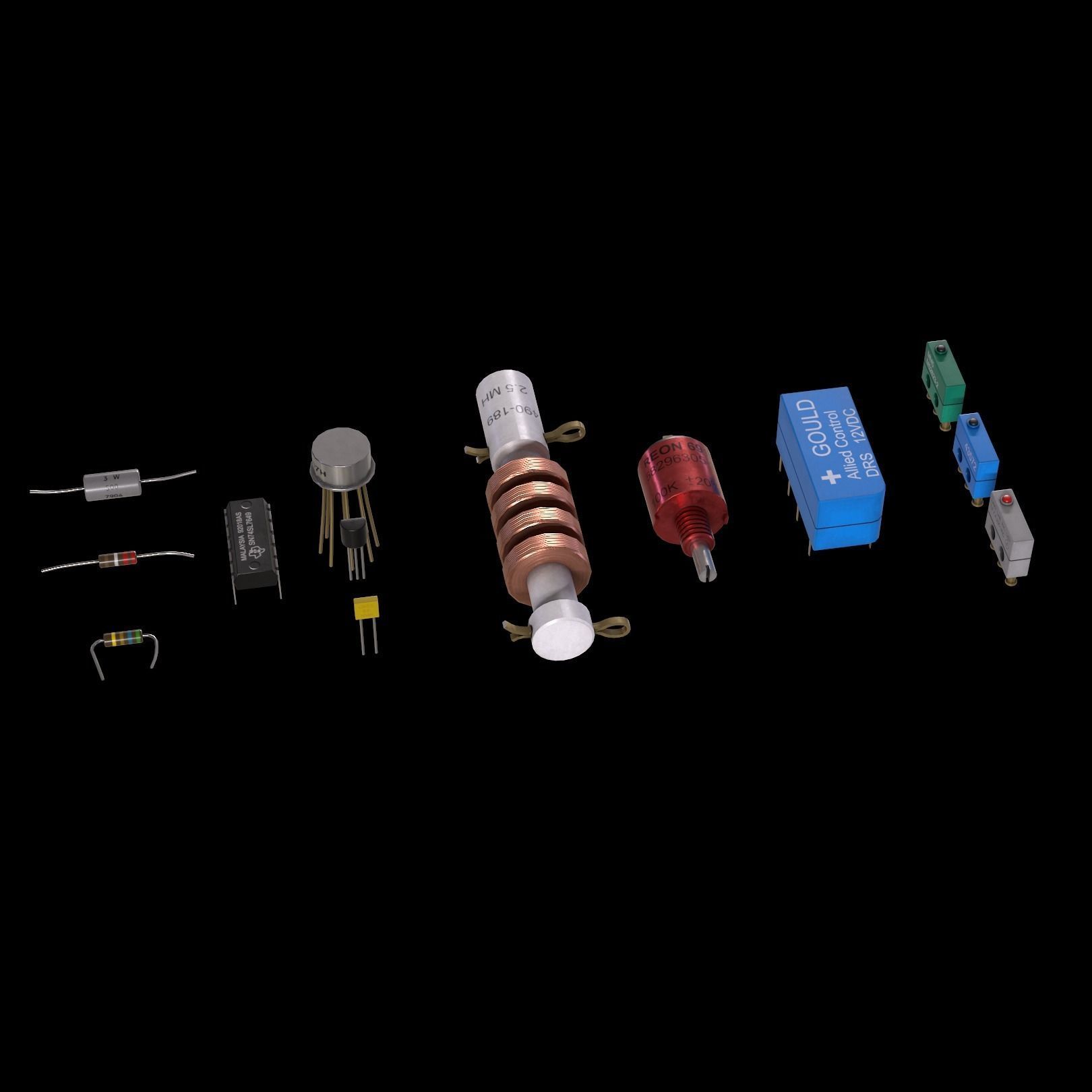 Electrical Components Low-poly 3D model_2