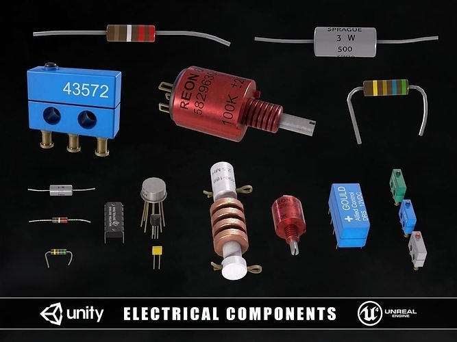 Electrical Components Low-poly 3D model
