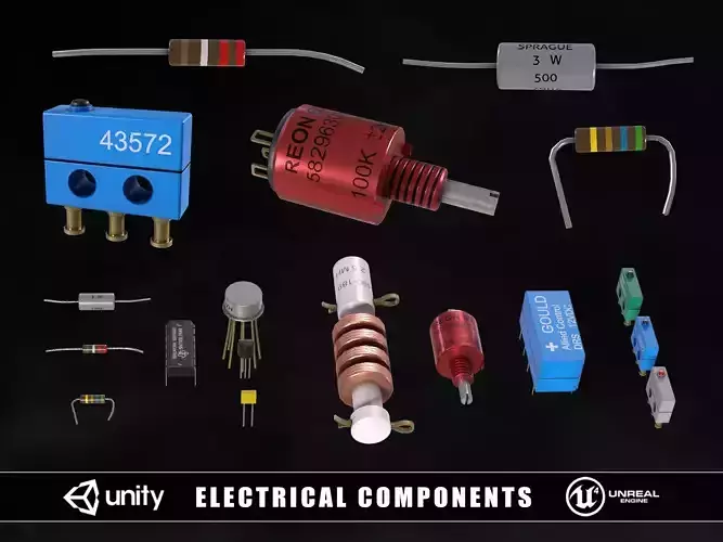 Electrical Components Low-poly 3D model