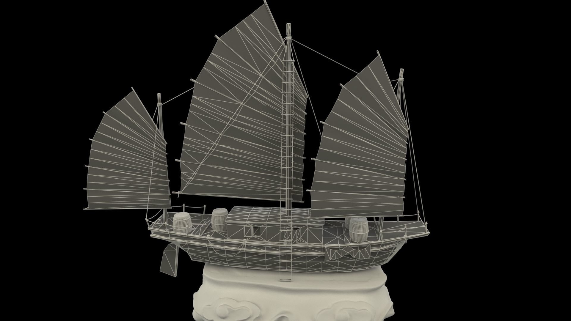 chinese junk ship 3D model_6