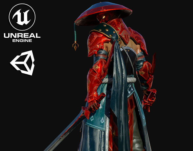 Samurai Warrior Low-poly 3D model
