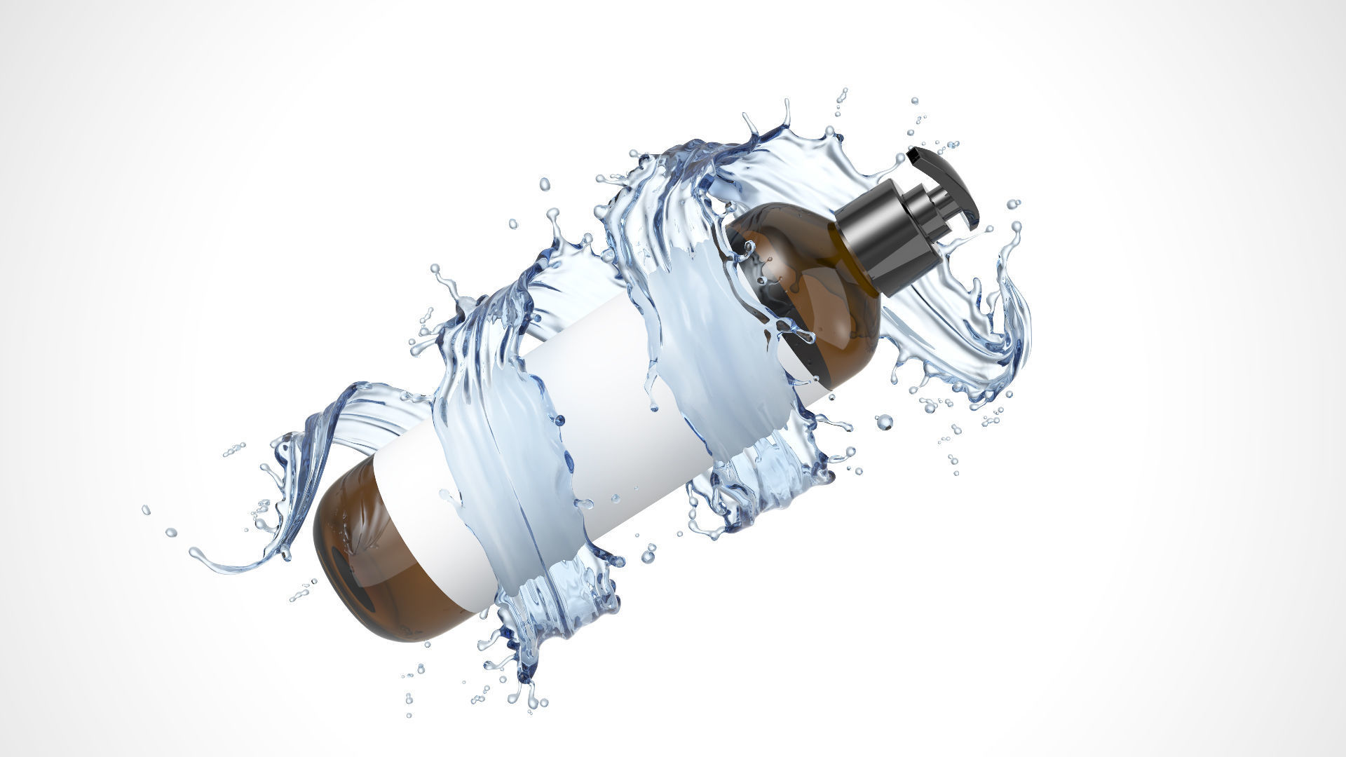 3D Shampoo Bottle with Liquid splash 3D model_4
