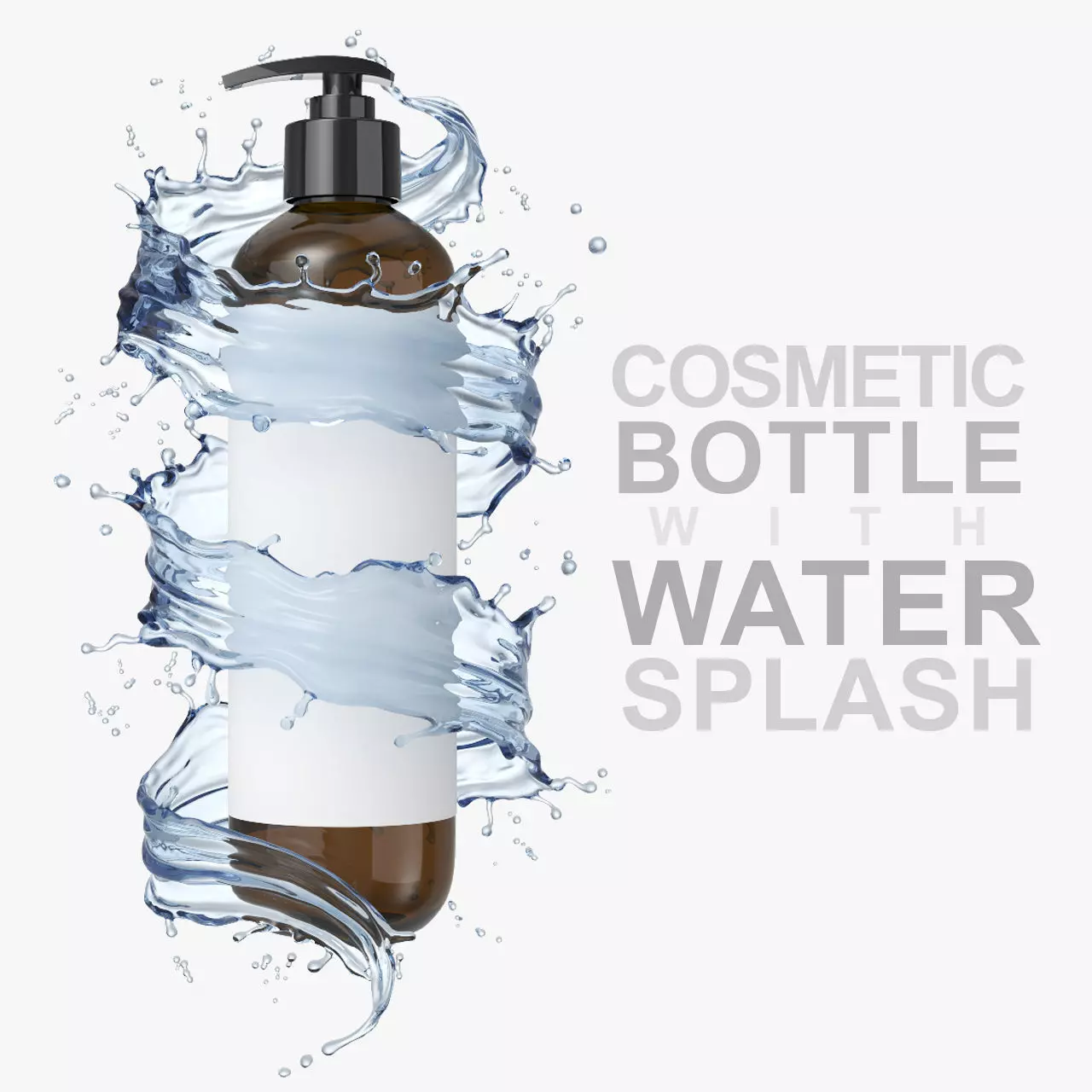 3D Shampoo Bottle with Liquid splash 3D model_0