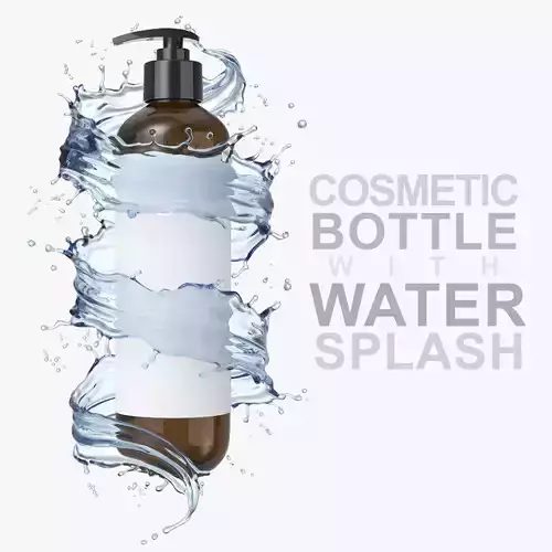 3D Shampoo Bottle with Liquid splash