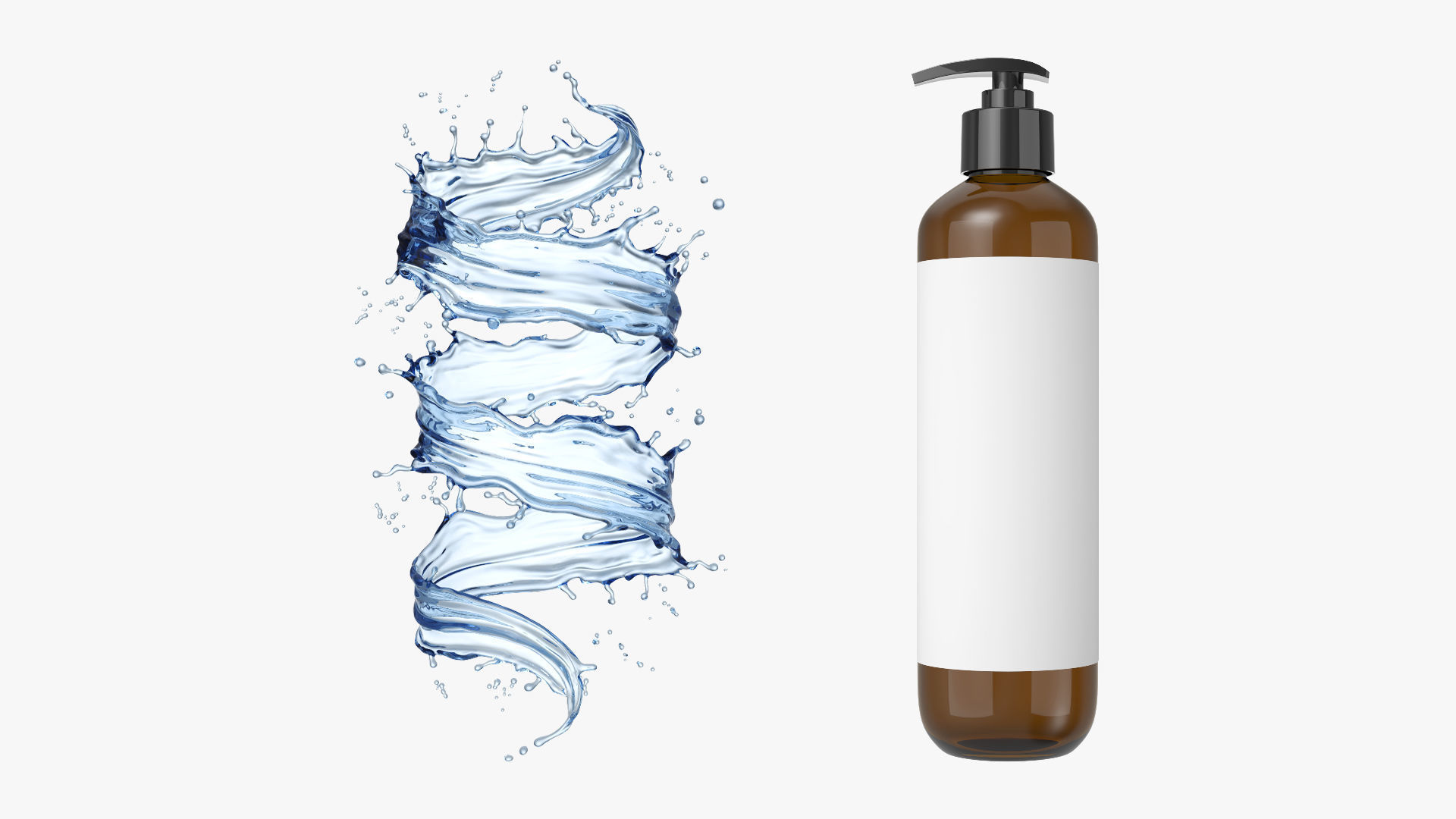 3D Shampoo Bottle with Liquid splash 3D model_2