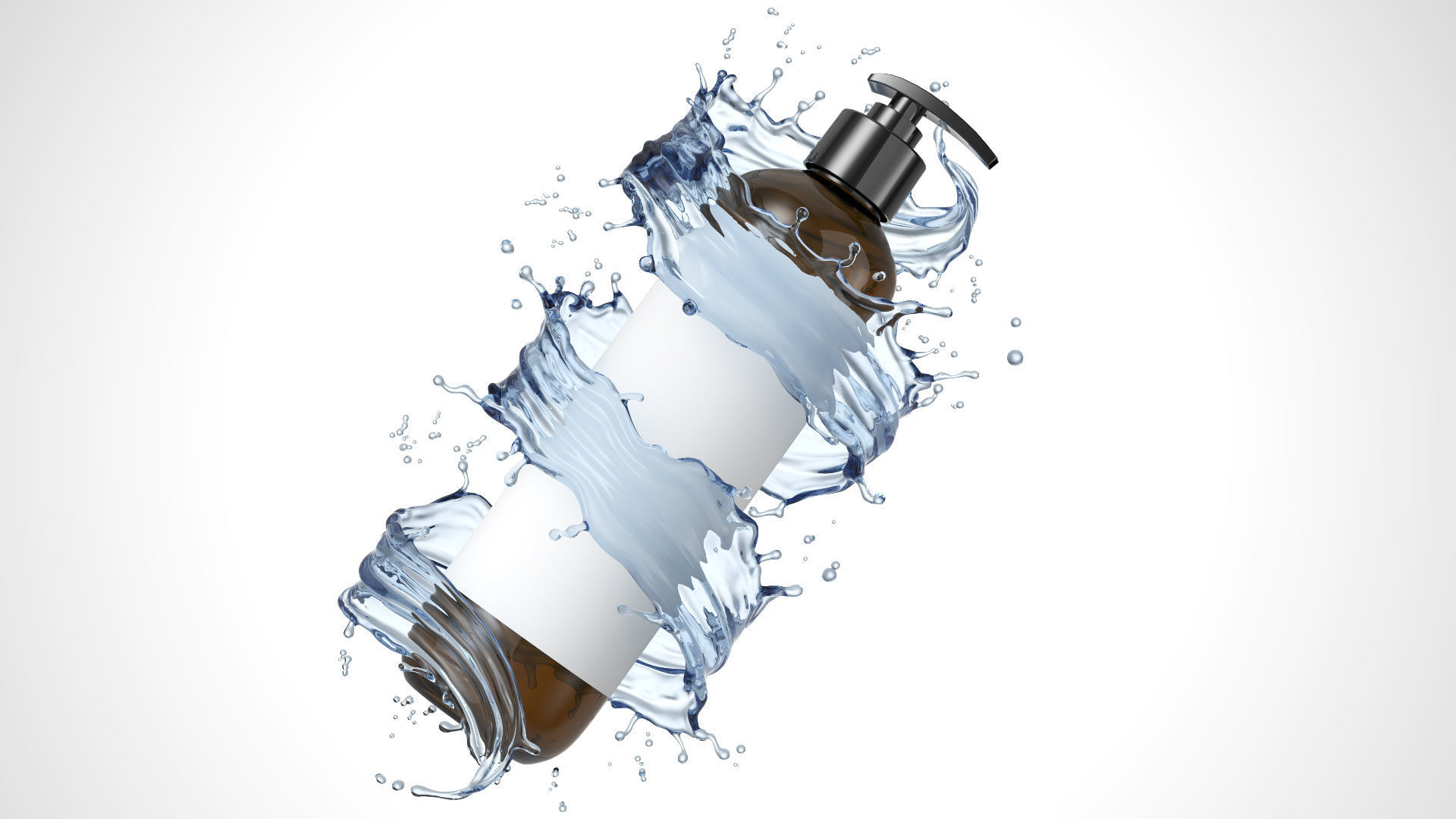 3D Shampoo Bottle with Liquid splash 3D model_3