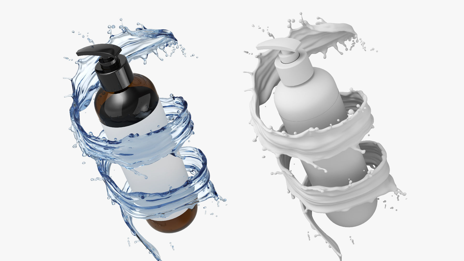 3D Shampoo Bottle with Liquid splash 3D model_1