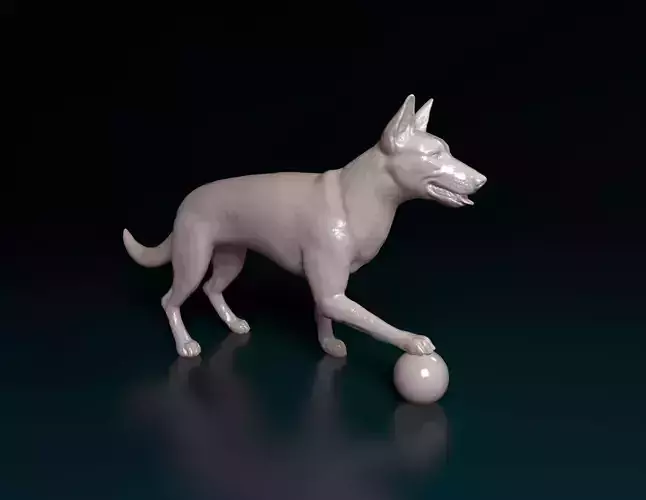Dog with ball 3D print model