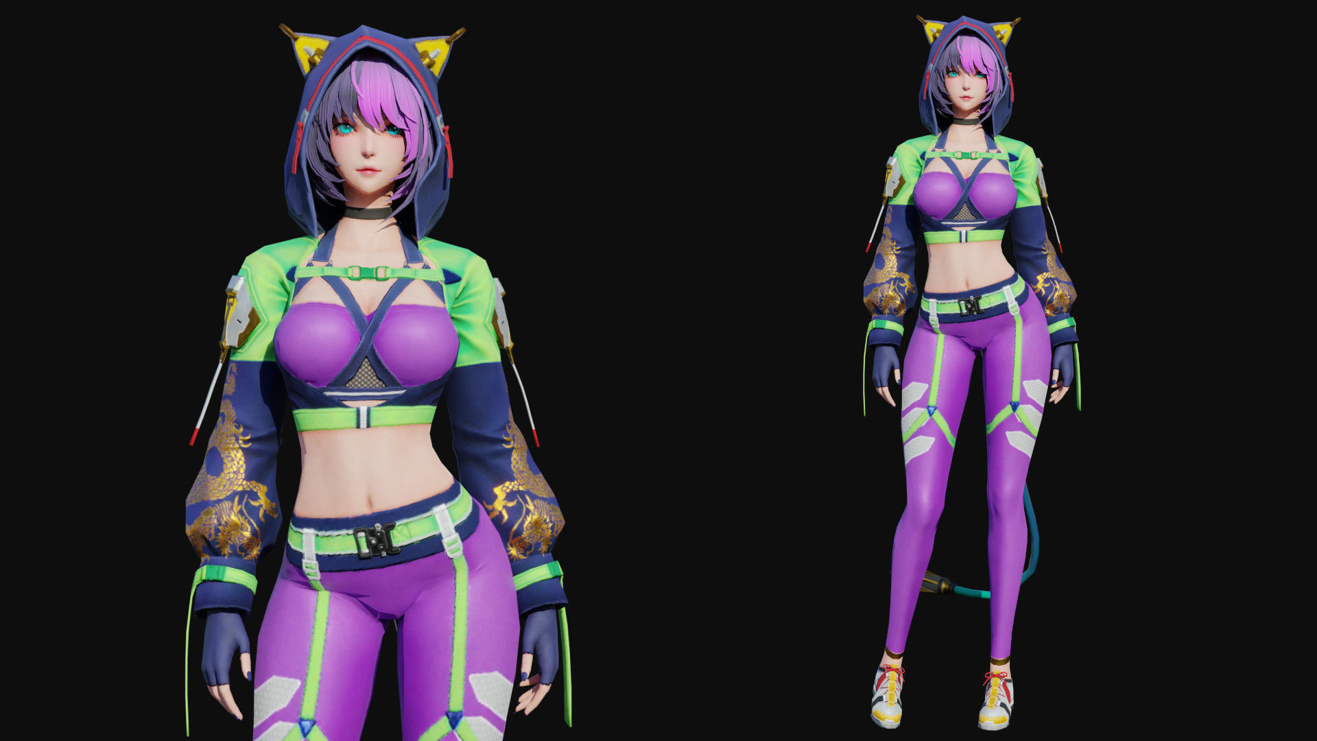 Athletic Girl Low-poly 3D model_1