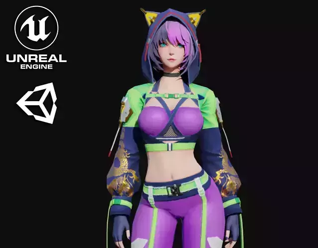 Athletic Girl Low-poly 3D model