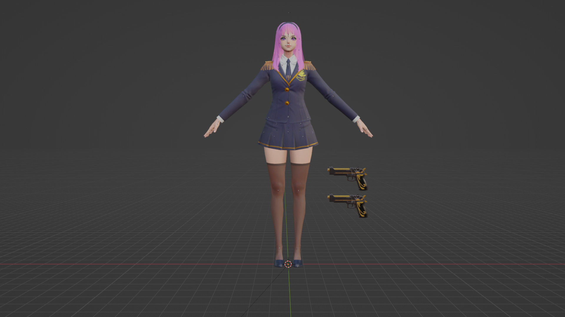School Girl Low-poly 3D model_2