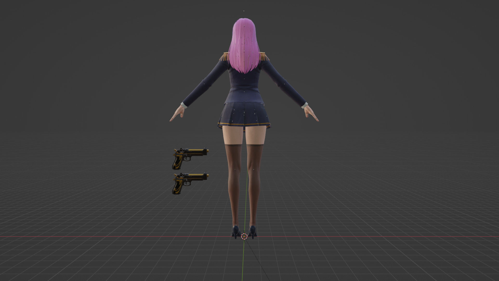 School Girl Low-poly 3D model_3