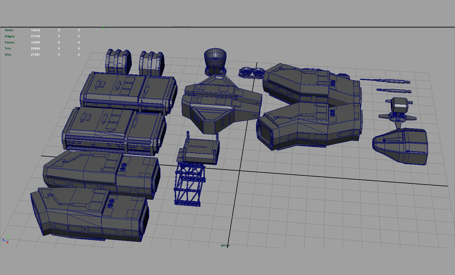 Spaceship Construction Kit Low-poly 3D model_3