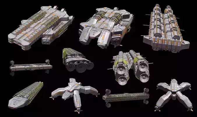 Spaceship Construction Kit Low-poly 3D model