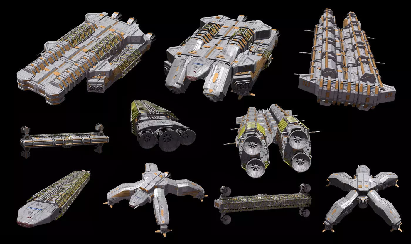 Spaceship Construction Kit Low-poly 3D model_0