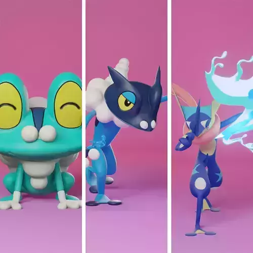 pokemon froakie evolution pack 3D print model