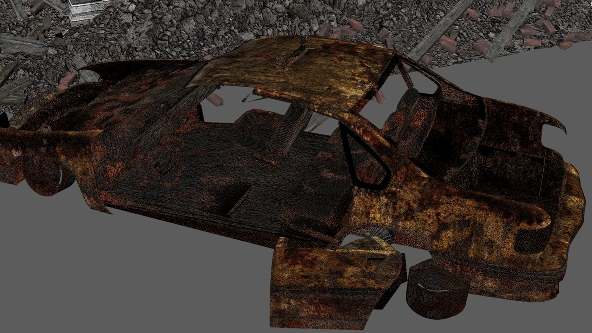 Detailed Ruined Building A21 3D model_5