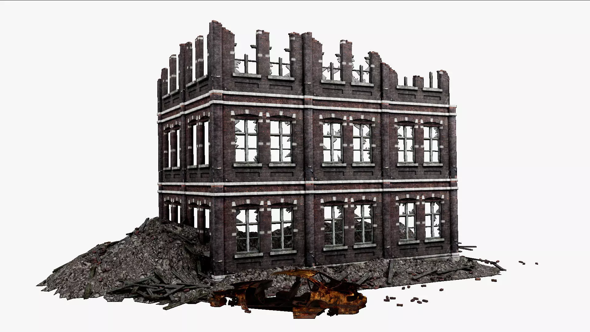 Detailed Ruined Building A21 3D model_0