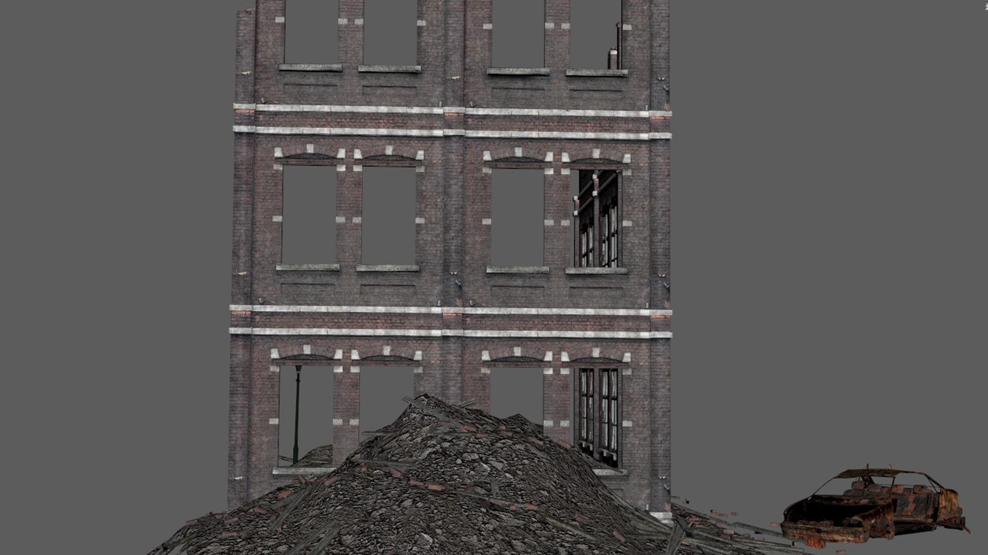 Detailed Ruined Building A21 3D model_1