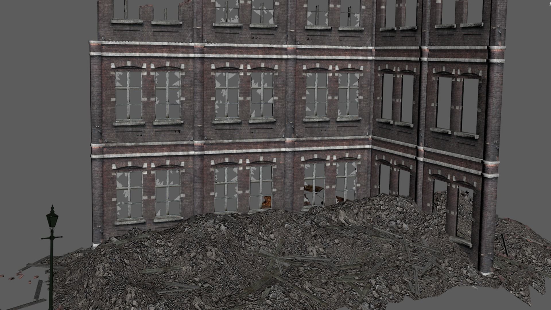 Detailed Ruined Building A21 3D model_2