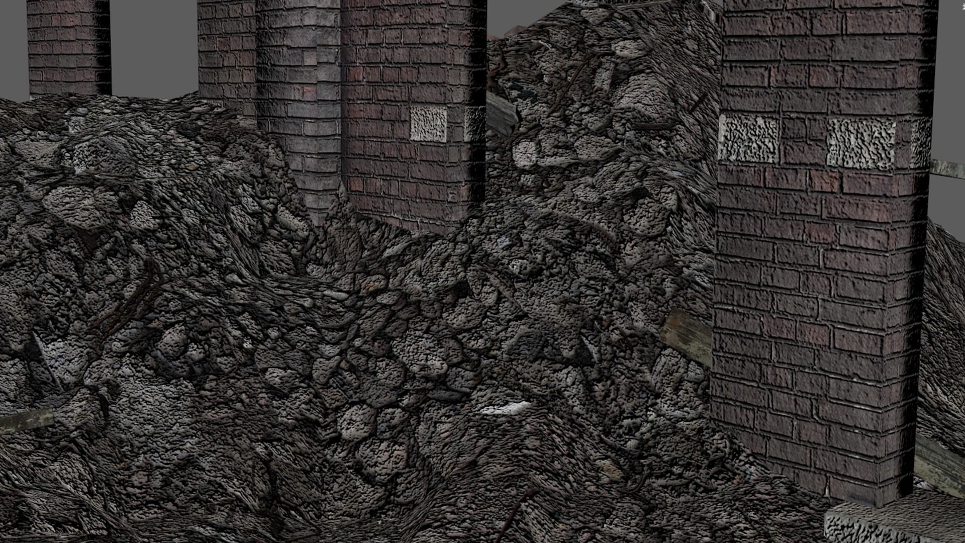 Detailed Ruined Building A21 3D model_7