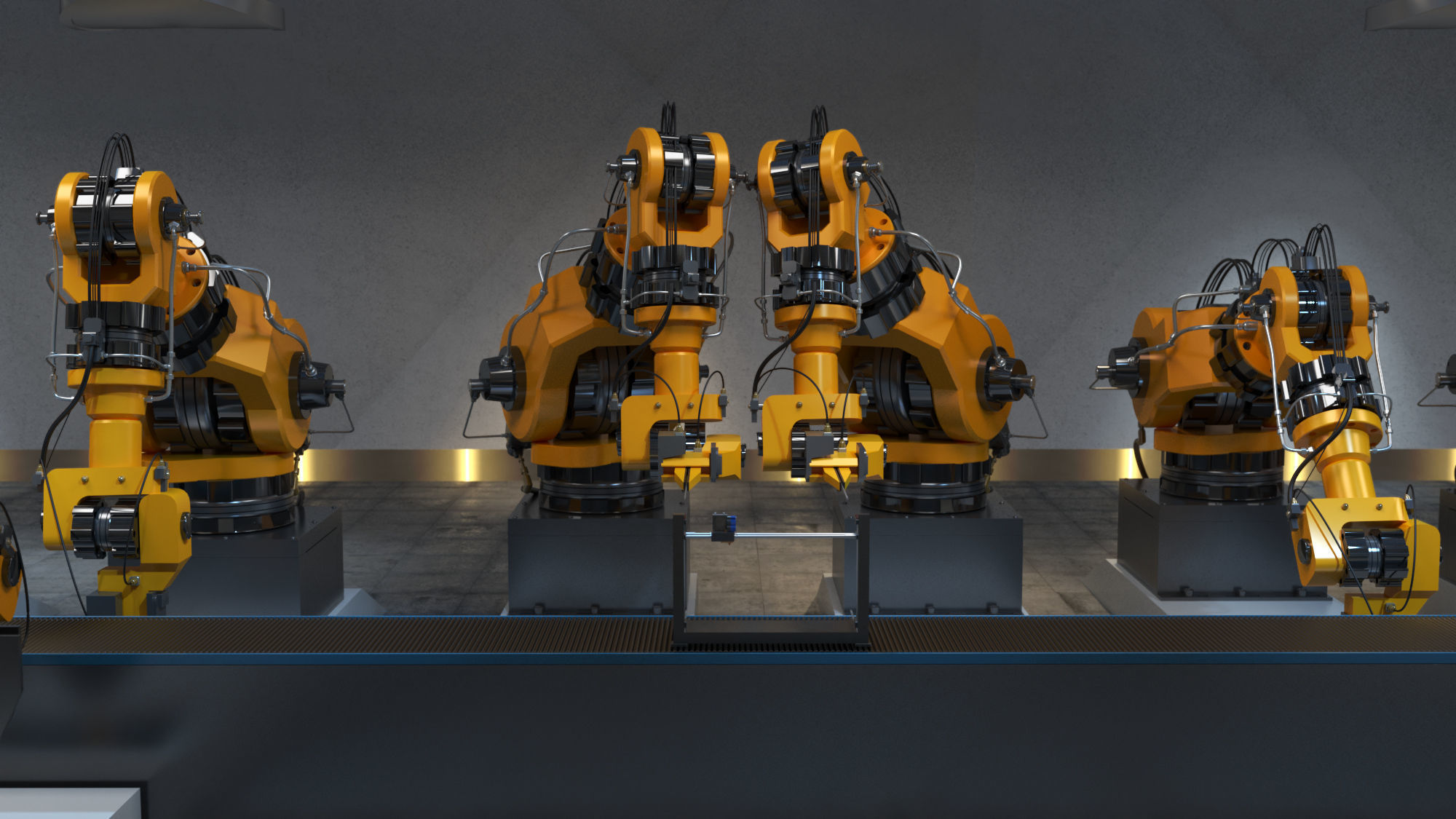 Industrial robots assembling 3D printers 3D model_2