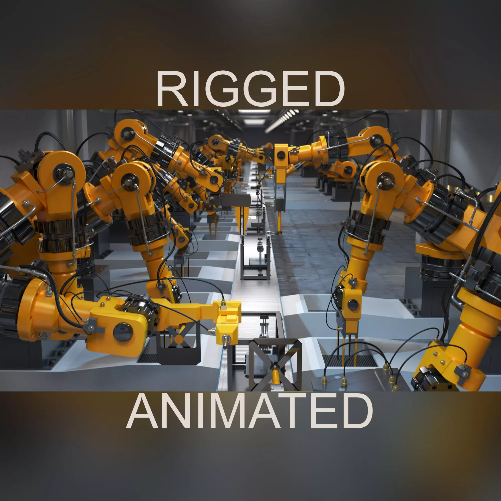 Industrial robots assembling 3D printers 3D model_0