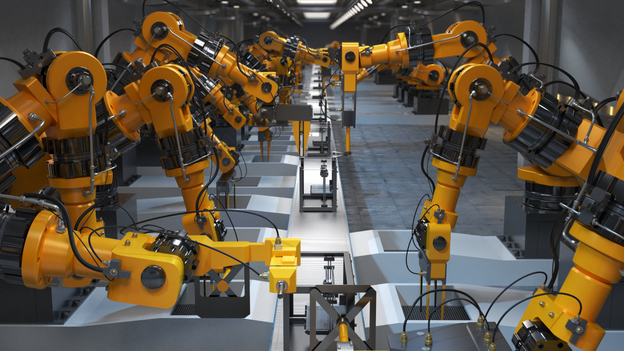 Industrial robots assembling 3D printers 3D model_6