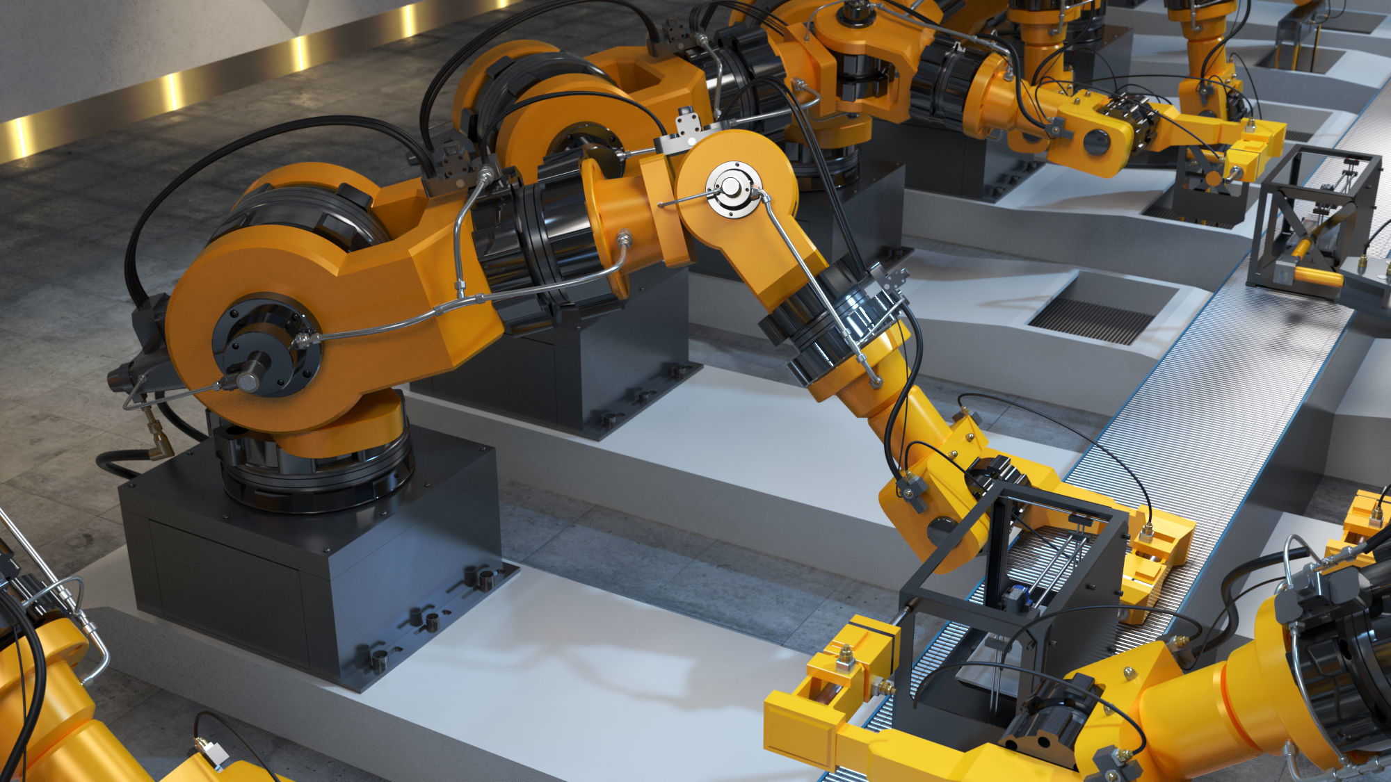 Industrial robots assembling 3D printers 3D model_4