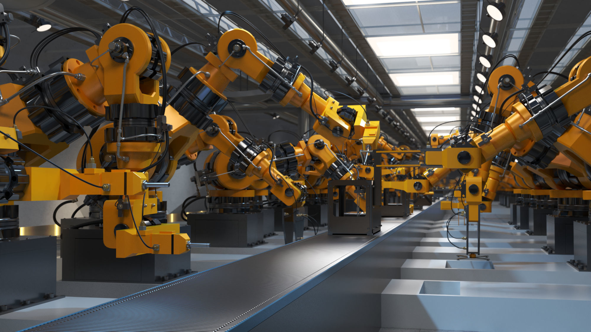 Industrial robots assembling 3D printers 3D model_3