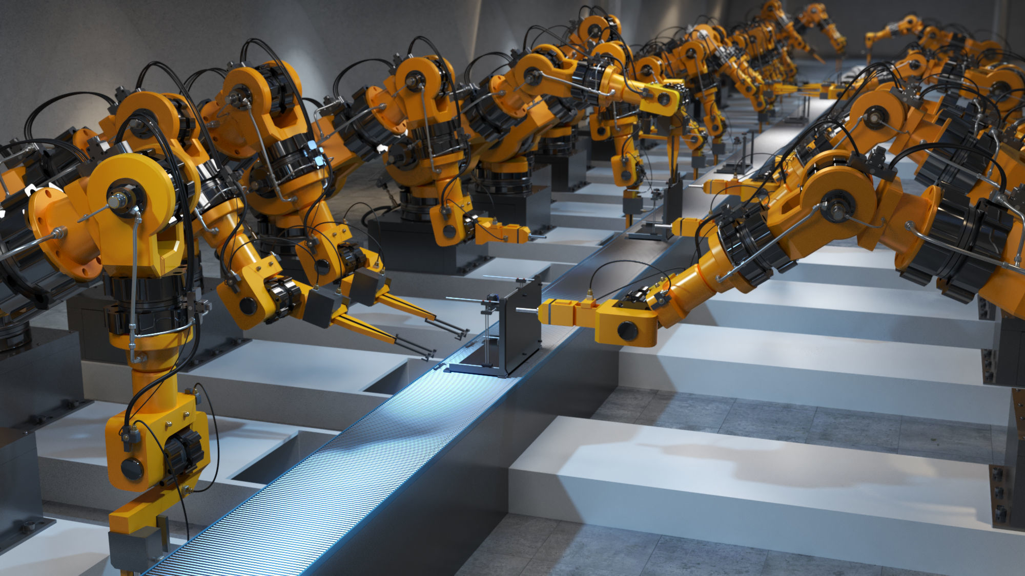 Industrial robots assembling 3D printers 3D model_5