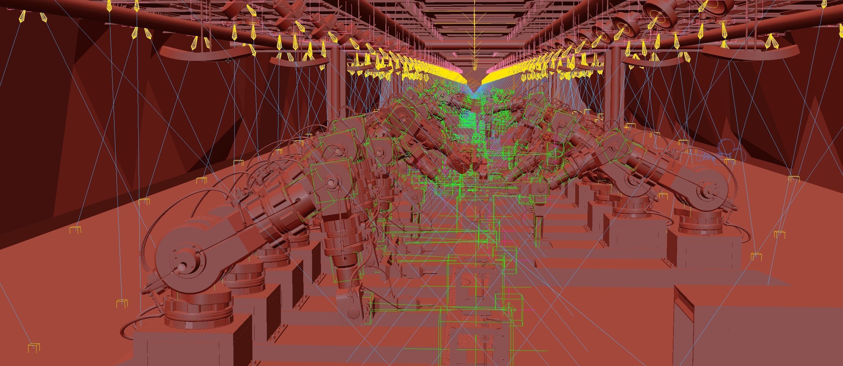 Industrial robots assembling 3D printers 3D model_9