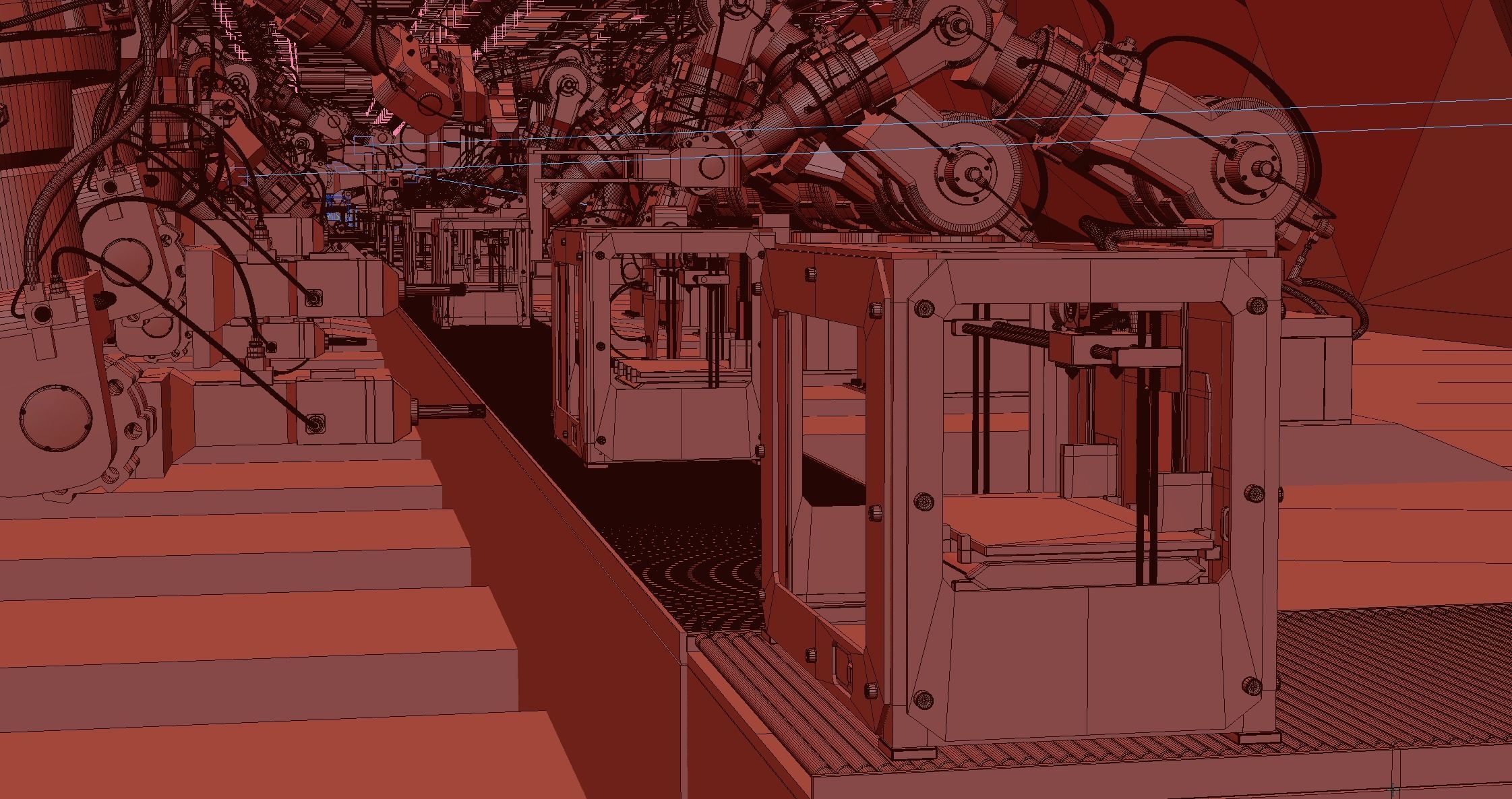 Industrial robots assembling 3D printers 3D model_12