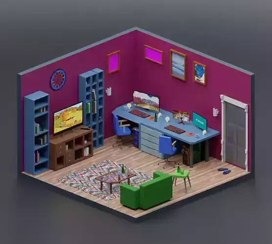 house room with desk and chairs