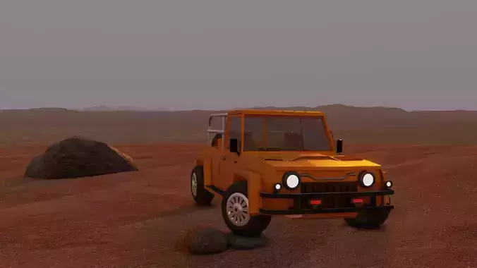 car model orange jeep in desert