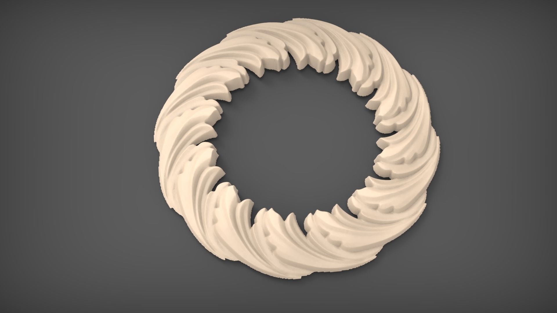 Floral Wood Round Carving for Furniture - 20 3D model_1