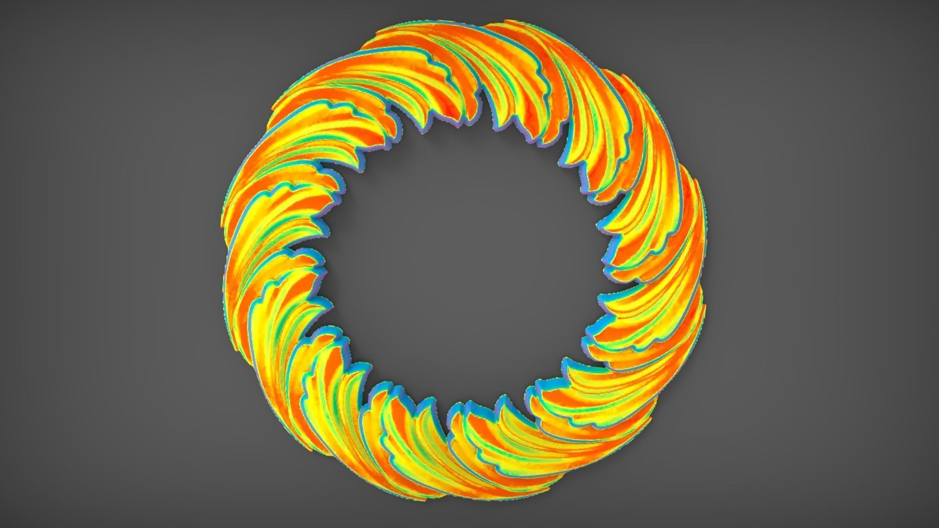 Floral Wood Round Carving for Furniture - 20 3D model_5