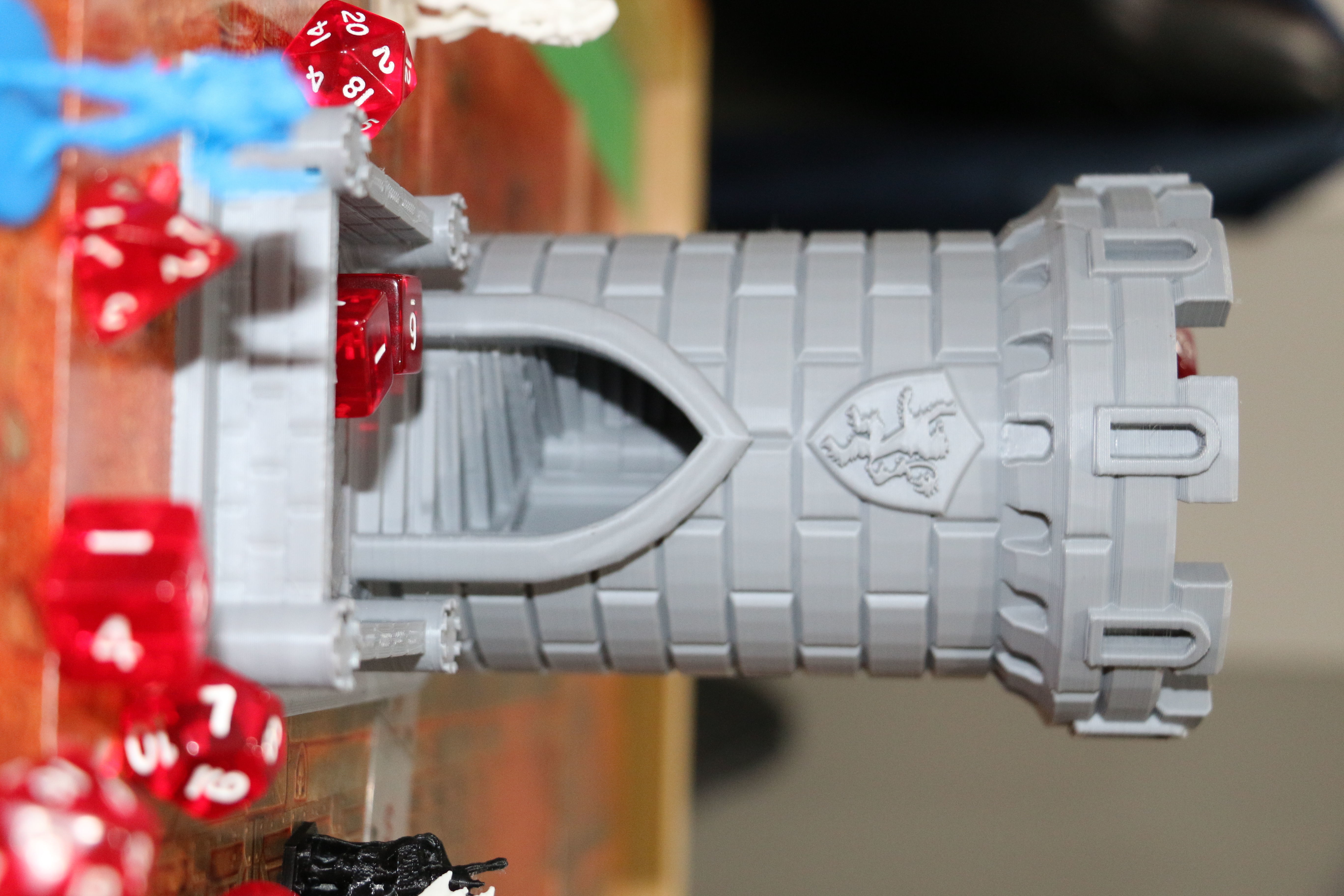 Dice Tower - Tiger Castle - 15cm tall - roll dice thru staircase 3D print model_2