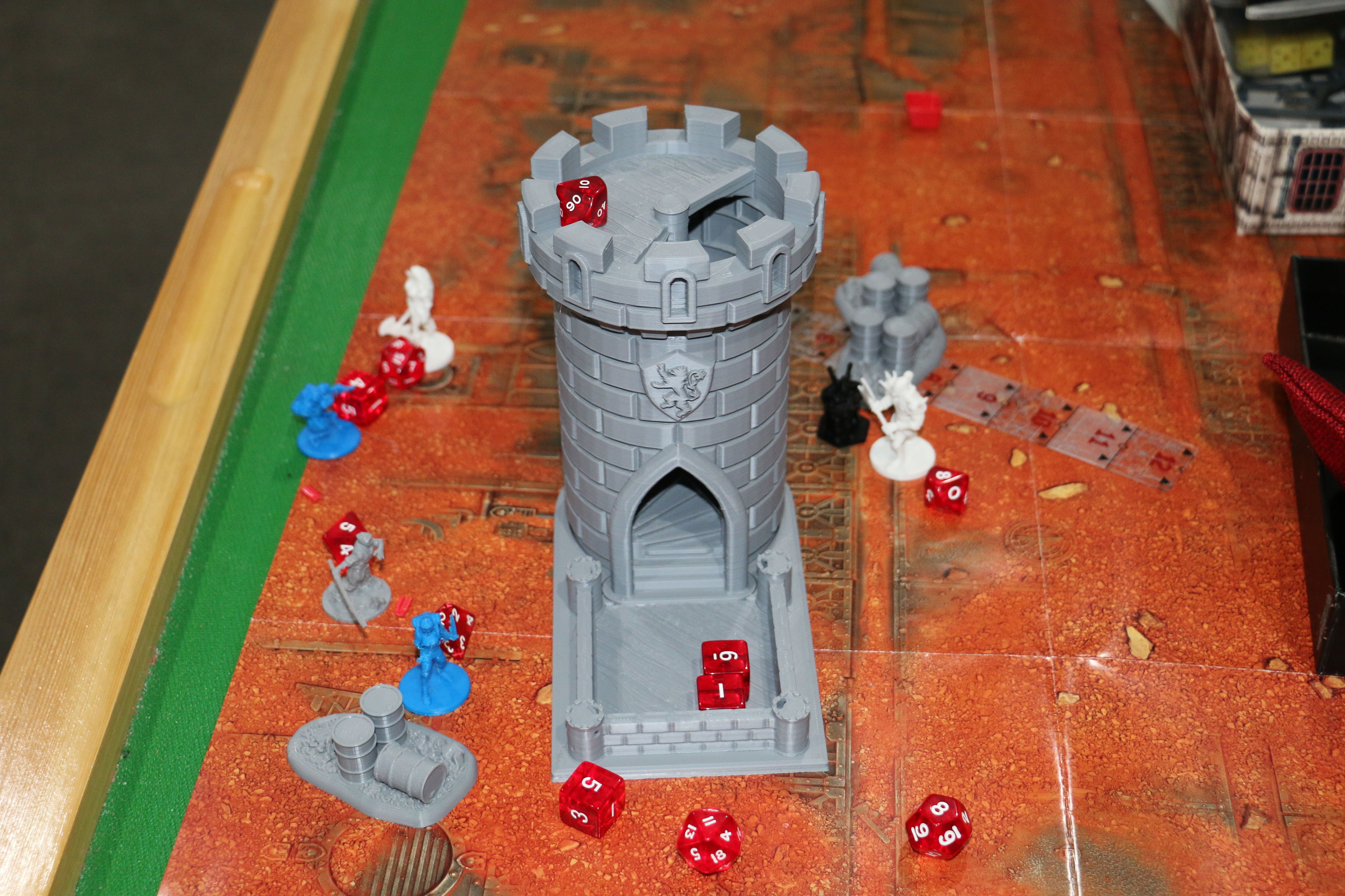 Dice Tower - Tiger Castle - 15cm tall - roll dice thru staircase 3D print model_8