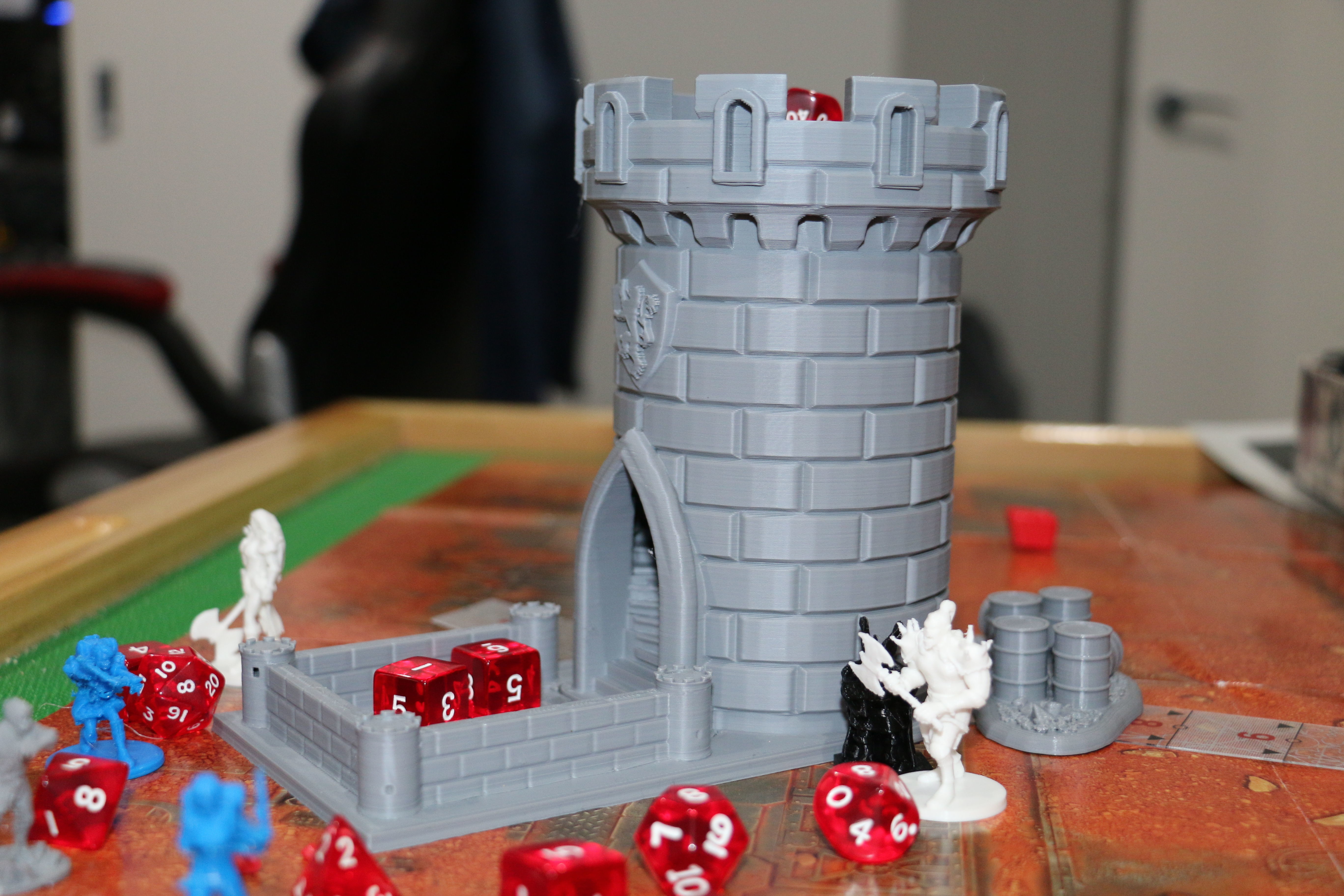 Dice Tower - Tiger Castle - 15cm tall - roll dice thru staircase 3D print model_3