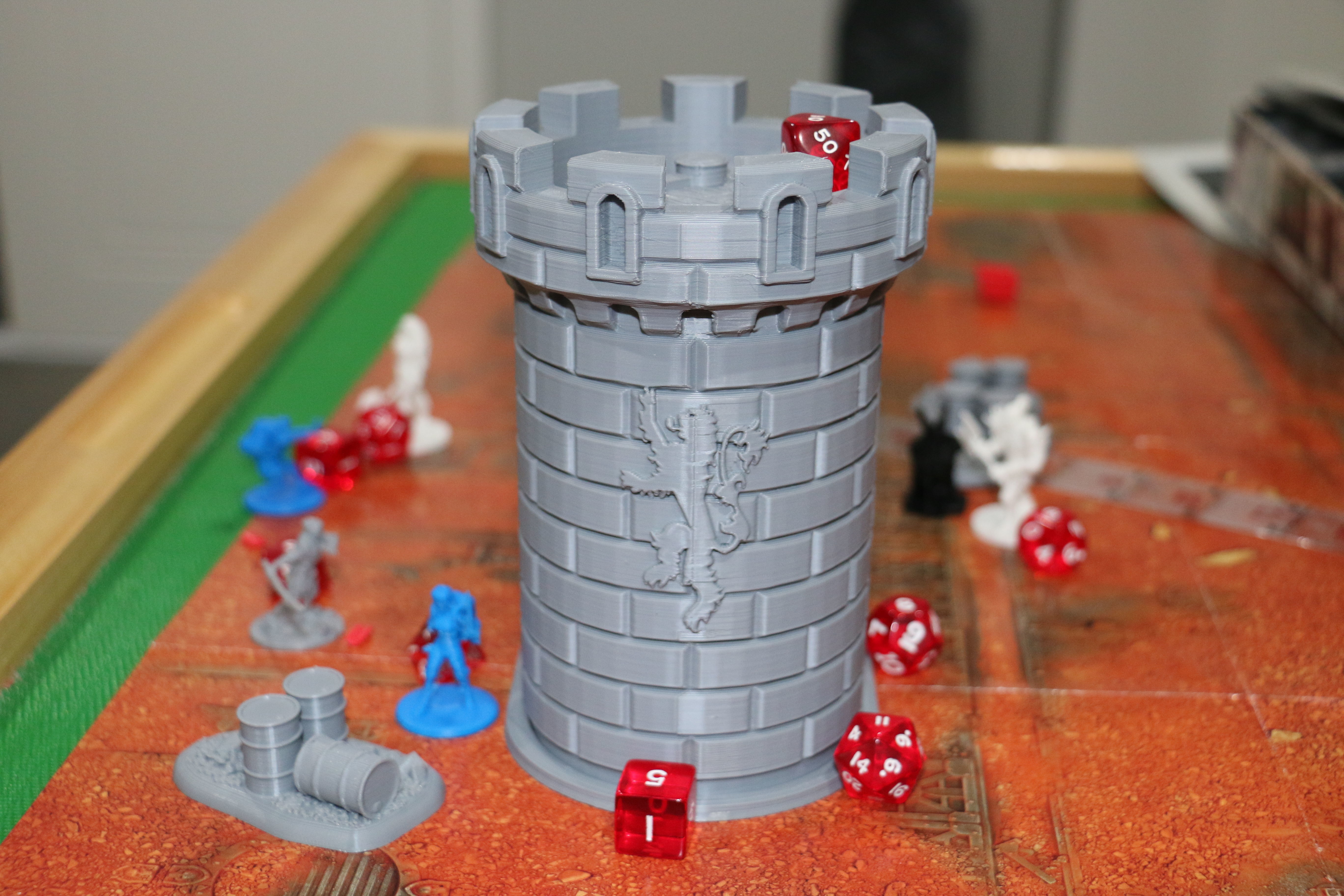 Dice Tower - Tiger Castle - 15cm tall - roll dice thru staircase 3D print model_5