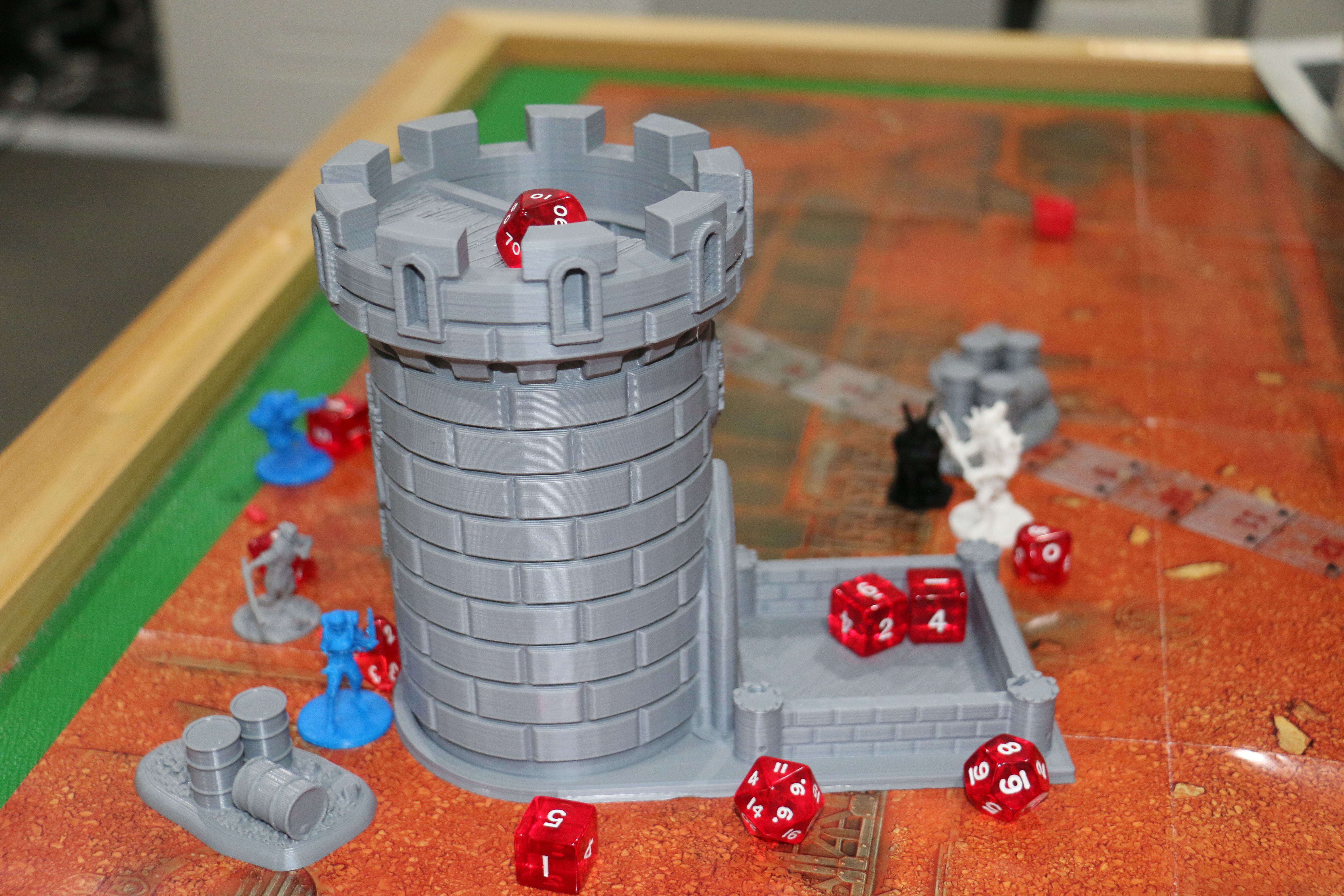 Dice Tower - Tiger Castle - 15cm tall - roll dice thru staircase 3D print model_6