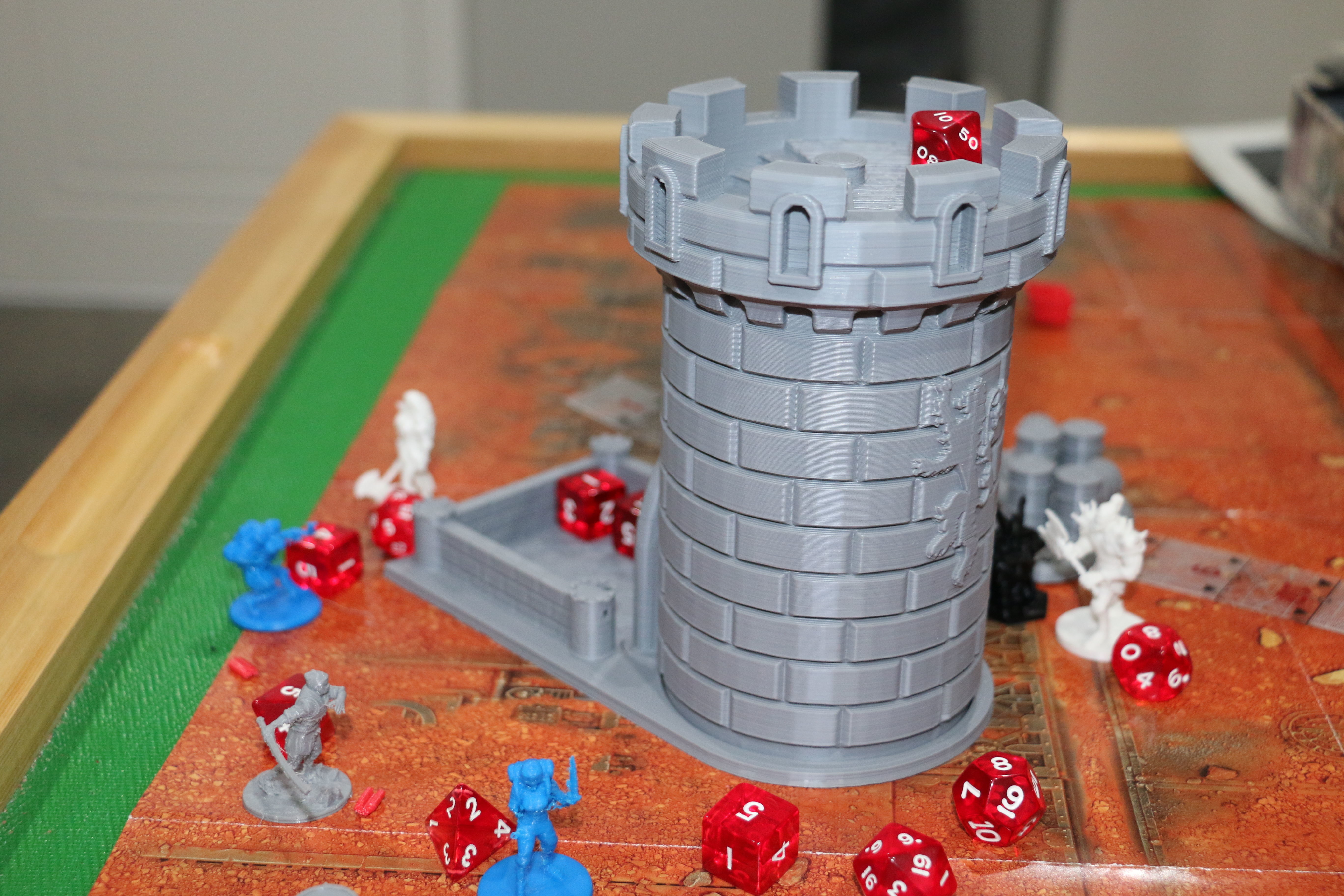 Dice Tower - Tiger Castle - 15cm tall - roll dice thru staircase 3D print model_4