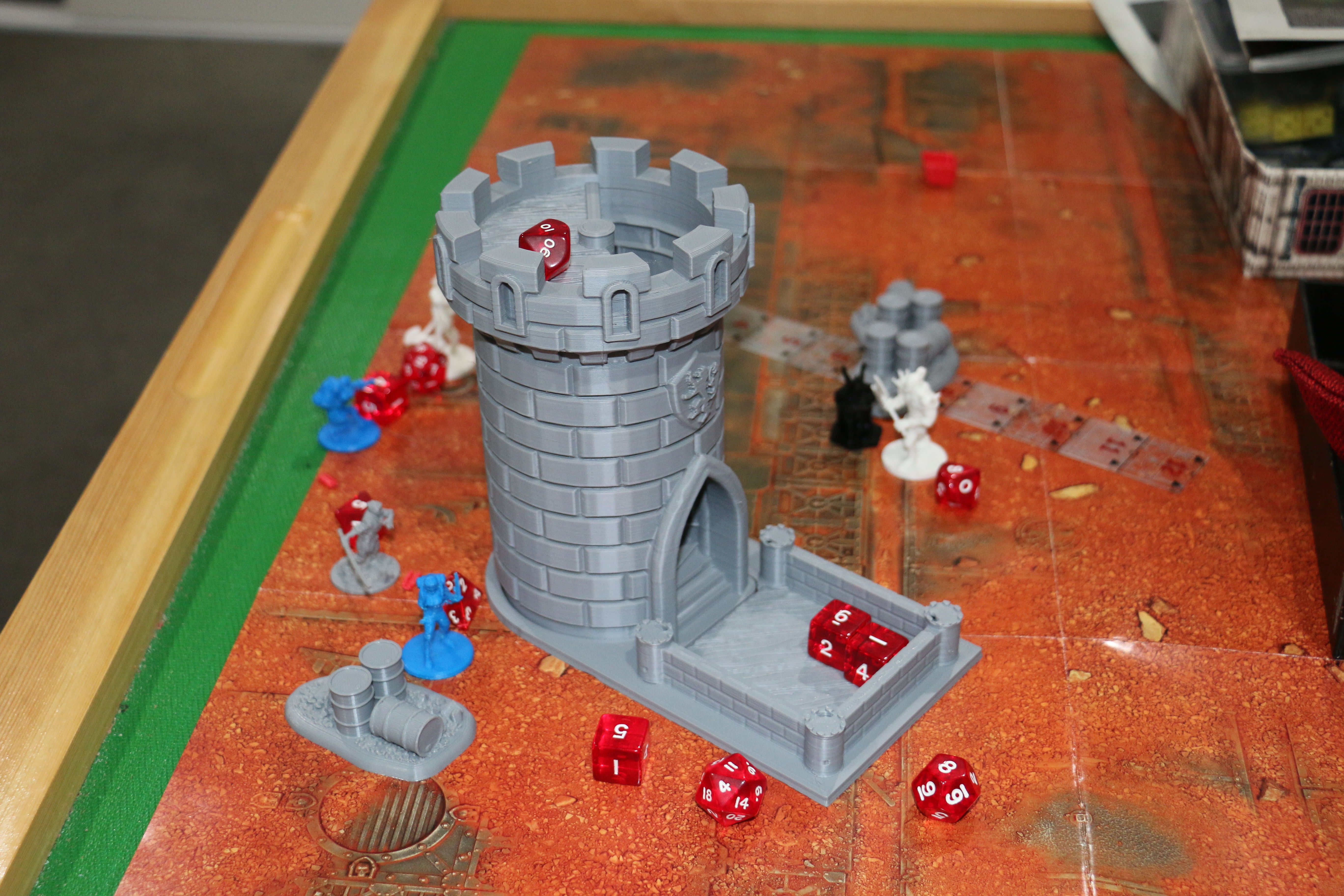 Dice Tower - Tiger Castle - 15cm tall - roll dice thru staircase 3D print model_7