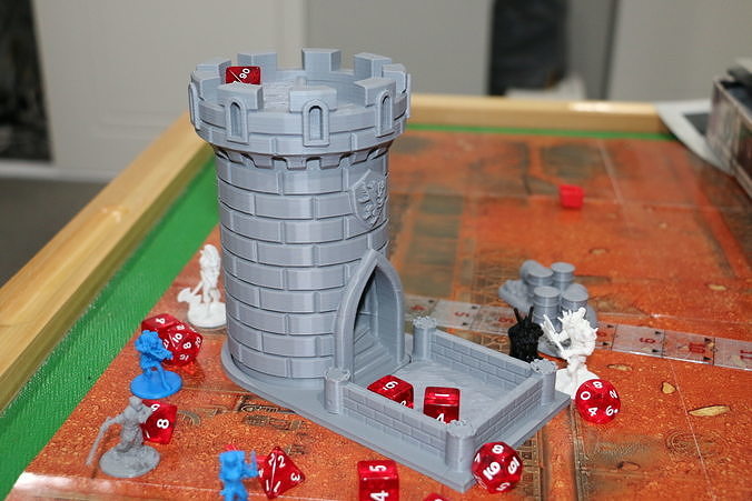 Dice Tower - Tiger Castle - 15cm tall - roll dice thru staircase 3D print model