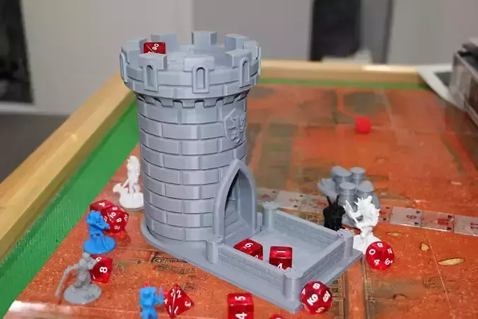 Dice Tower - Tiger Castle - 15cm tall - roll dice thru staircase 3D print model
