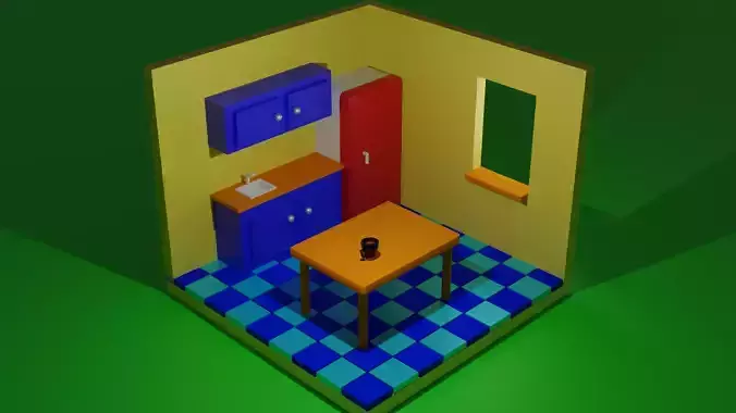 Canteen kitchen with checkered floor