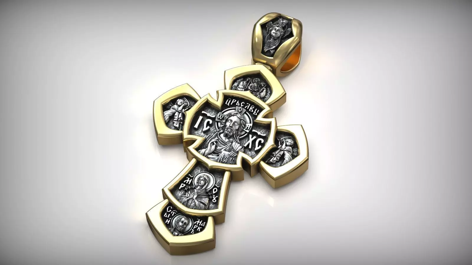 Jesus Christ Gilding Cross Saint George Victorious and Saints 3D print model_0