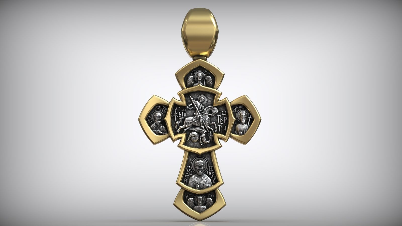 Jesus Christ Gilding Cross Saint George Victorious and Saints 3D print model_5
