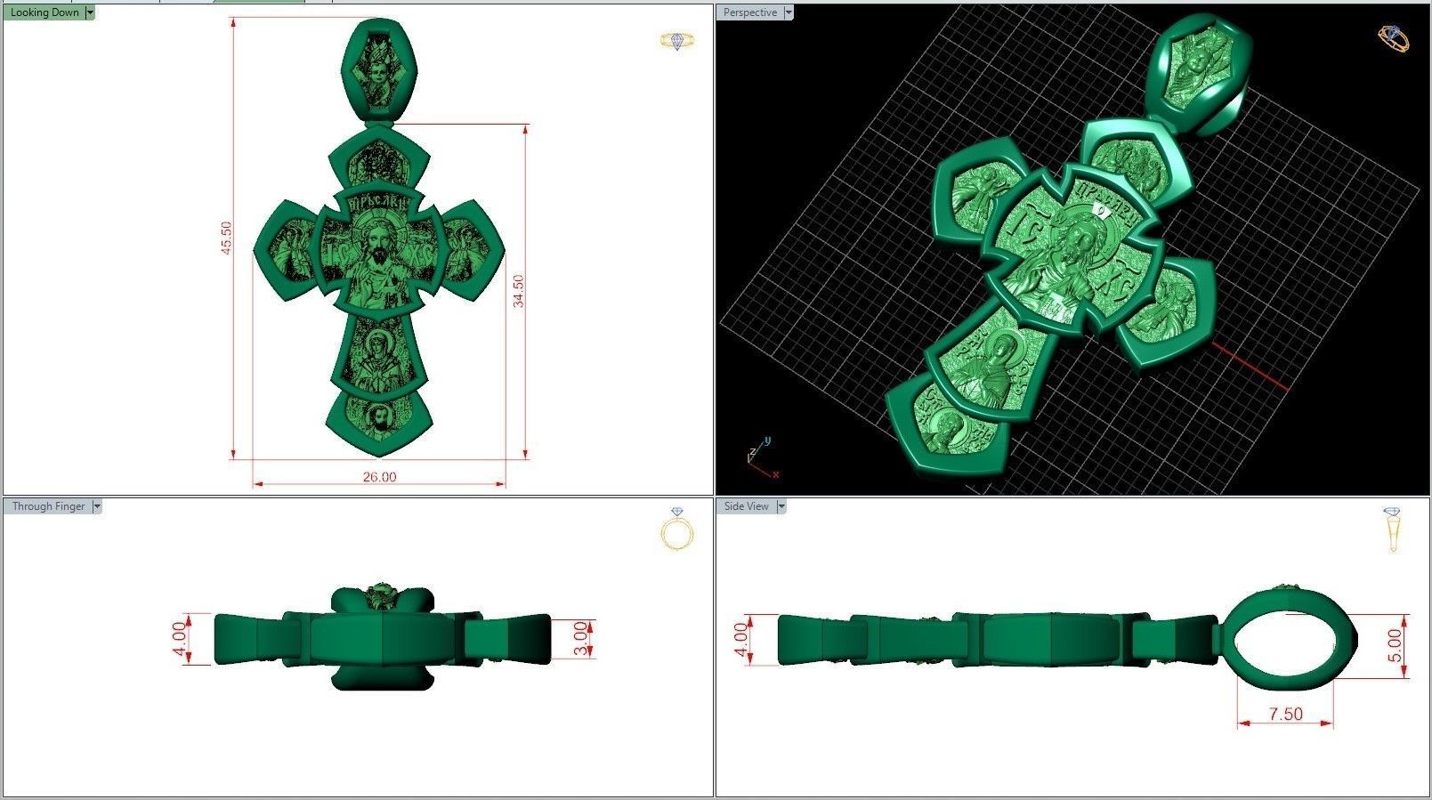 Jesus Christ Gilding Cross Saint George Victorious and Saints 3D print model_7
